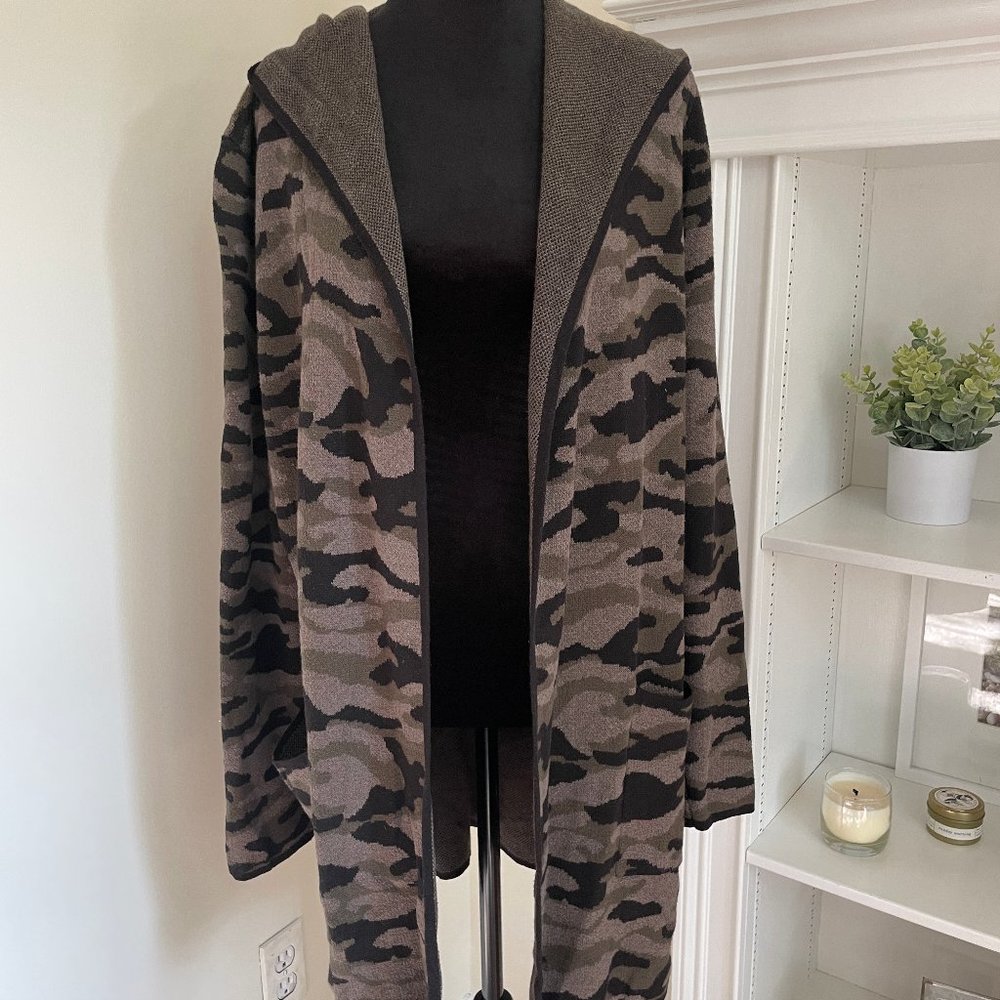 Rachel Zoe Womens Camo Hooded Cardigan, Size XL
